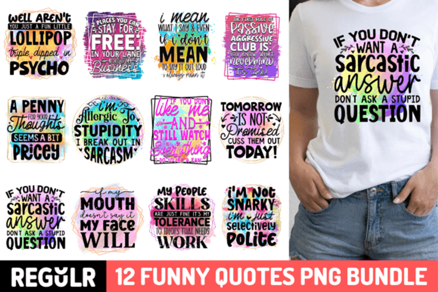12 Funny Quotes Sublimation Bundle