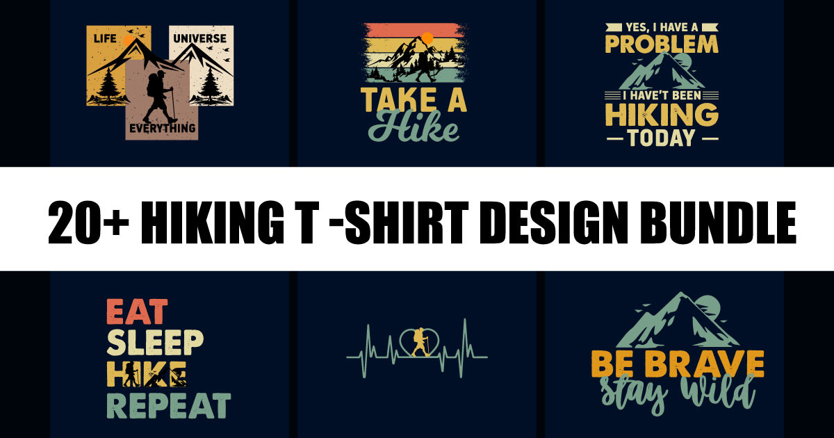 20 Hiking T Shirt Design Bundle